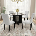 Merax 5-Piece Round Dining Table Set, Modern 4 Upholstered Chairs for Living,Kitchen Room, 43 Inch, Beige+Black