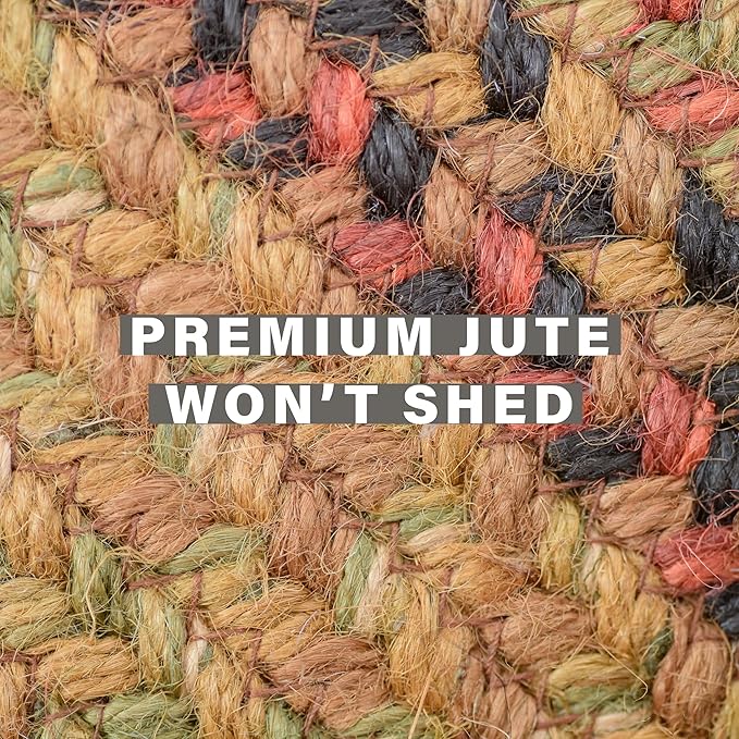 Homespice Gingerbread Jute Brown 8x10' Braided Area Rug for Living Room, Bedroom and Dining Room. Pet Friendly. Decor Styles- Farmhouse Rug, Rustic, Vintage, Cottage, Primitive, Country, Boho Rug