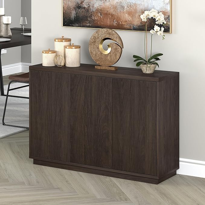 Henn&Hart 48" Wide Rectangular Buffet Table in Warm Brown, for Home, Living Room, Bedroom, Entertainment Room, Office
