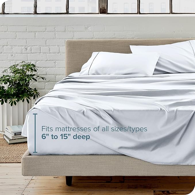 Bare Home Full XL Sheet Set - Luxury 1800 Ultra-Soft Microfiber Full Extra Long Bed Sheets - Double Brushed - Deep Pockets - Easy Fit - 4 Piece Set - Bedding Sheets & Pillowcases (Full XL, White)