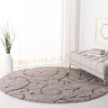 SAFAVIEH Florida Shag Collection Area Rug - 9' Round, Grey & Light Blue, Scroll Design, Non-Shedding & Easy Care, 1.2-inch Thick Ideal for High Traffic Areas in Living Room, Bedroom (SG455-1160)