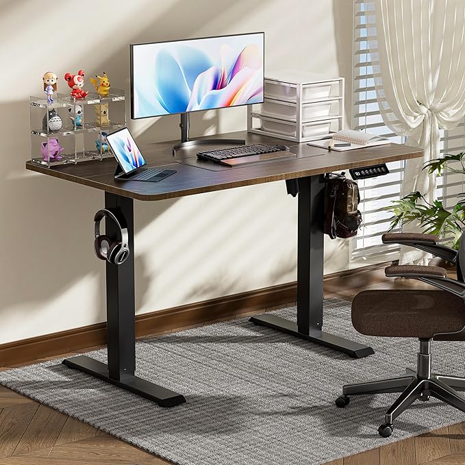 BIZUM 40x24 Inch Electric Standing Desk with Memory Presets, Quiet Motor Height Adjustable Stand Up Desk for Home Office & Gaming, Ergonomic Sit Stand Workstation，Walnut