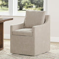 Upholstered Dining Chairs with Casters Easy Assembly Side Deskchair with Rollers for Diningroom, Living Room, Khaki, 1 Box