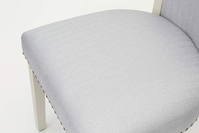 East West Furniture V027VE005-9 9 Piece Kitchen Table Set Includes a Rectangle Dining Table with V-Legs and 8 Grey Linen Fabric Parsons Dining Chairs, 40x72 Inch, Multi-Color