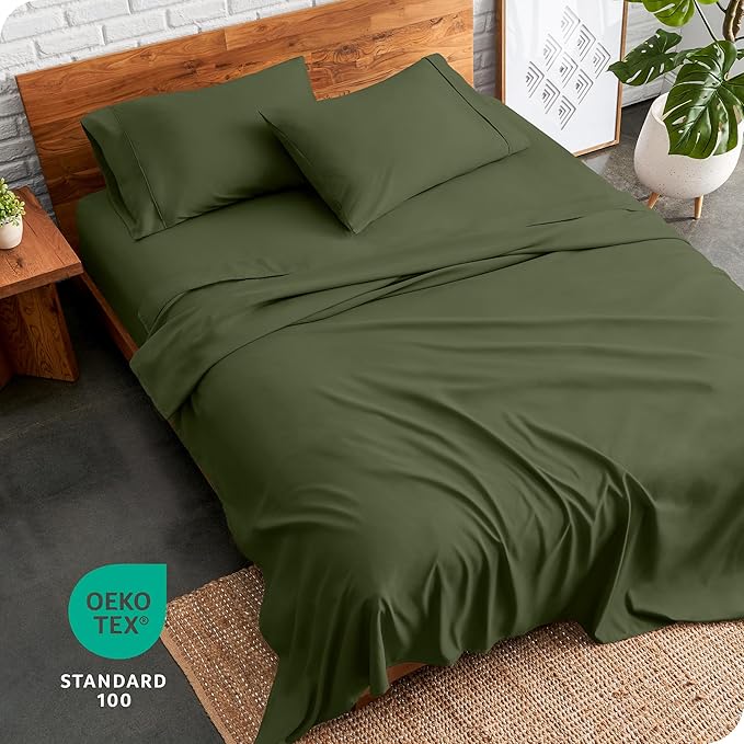 Bare Home Twin Sheet Set - 1800 Ultra-Soft Microfiber Bed Sheets - Double Brushed - Deep Pockets - Easy Fit - Extra Soft - 3 Piece Set - Bedding Sheets & Pillowcases (Twin, Cypress)