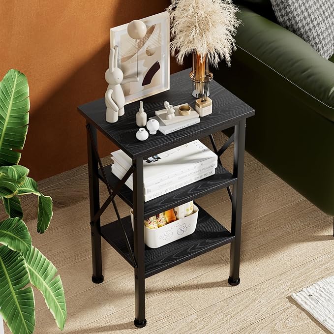 VECELO Modern Nightstands X-Design Side End Table Night Stand with Storage Shelf for Bedroom,Living Room,