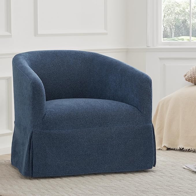 Swivel Accent Chair, 360 Degree Performance Fabric Armchair Modern Barrel Chairs Armchair for Living Room Bedroom Home and Office,Blue