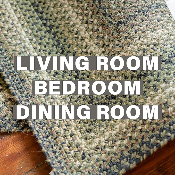 Homespice Pinecone Braided Oval Area Rugs 4x6' - Country Style Jute Braided Rugs for Bedroom and Living Room