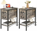 VECELO End Tables,Narrow Nightstands with Charging Station & USB Ports &Drawers,Night Stand for Living Room, Bedroom,Graylish
