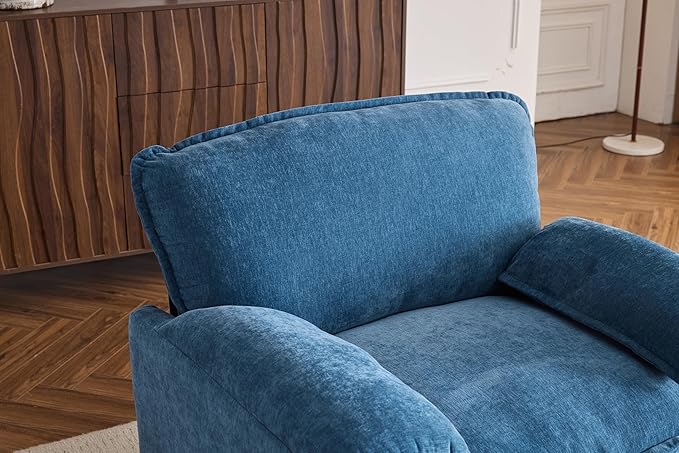 Ball & Cast 38" Oversized Chenille Lounge Chair,Reading Armchair with Thick Comfort Cushions,High Back Support & Wide Seat,Perfect Accent Chair for Modern Living Room,Bedroom,Blue