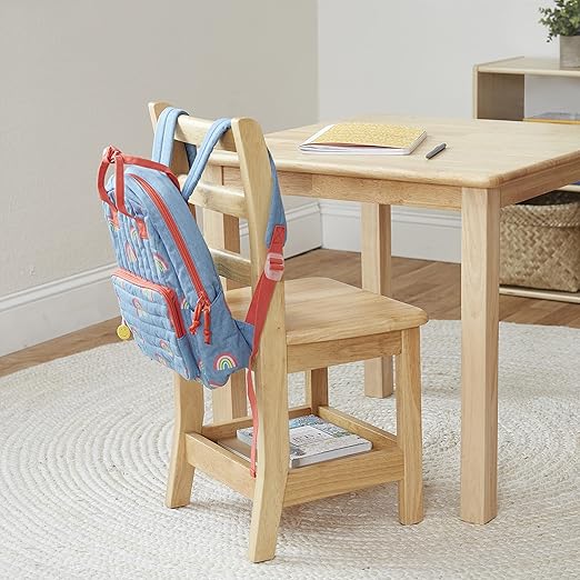 ECR4Kids Three Rung Ladderback Chair with Storage, 14in Seat Height, Classroom Seating, Honey, 2-Pack