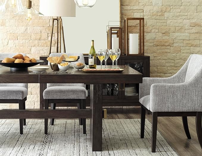 Signature Design by Ashley Burkhaus Traditional Dining Upholstered Arm Chair, 2 Count, Gray & Dark Brown