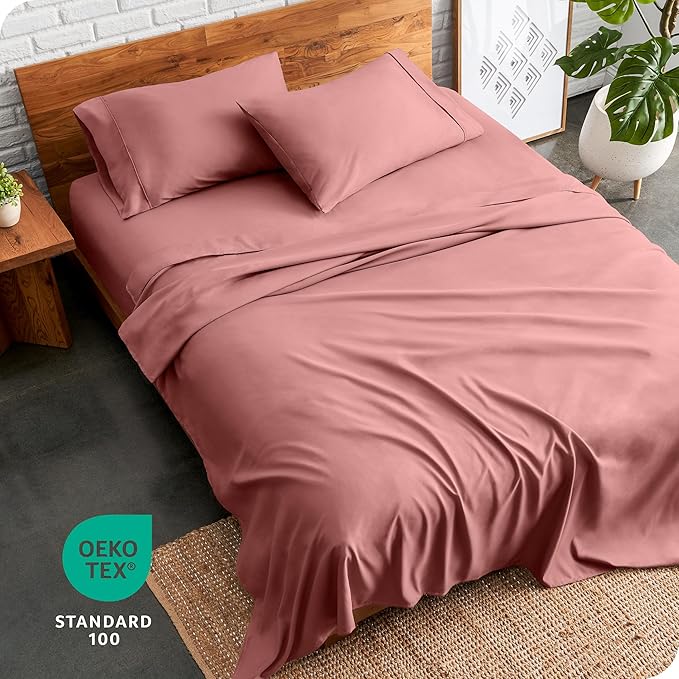 Bare Home King Sheet Set - Luxury 1800 Ultra-Soft Microfiber King Bed Sheets - Double Brushed - Deep Pockets - Easy Fit - 4 Piece Set - Bedding Sheets & Pillowcases (King, Dusty Rose)