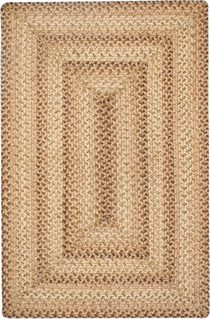 Homespice Cookie Dough Braided Jute Brown Rug 8x10' - Rustic Country Rugs for Living Room and Dining Room