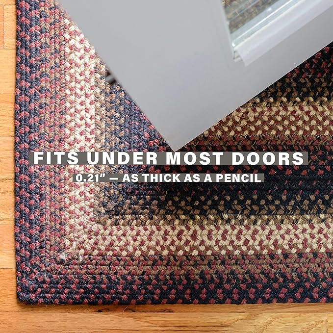 Prescott Jute Braided Rugs 20x30 - Primitive Black and Burgundy Rug for Entryway, Kitchen and Bathroom