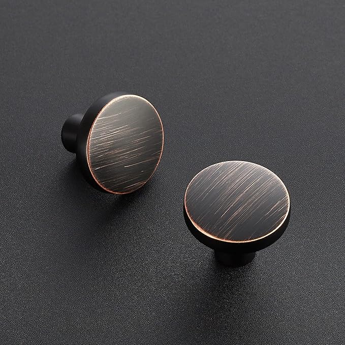 Ravinte 25 Pack Drawer Pulls 1-1/4 Inch Kitchen Cabinet Knobs Solid Round Dresser Drawer Knobs Oil-Rubbed Bronze Dresser Knobs Drawer Knobs Simple Cabinet Hardware for Cupboard Drawer Pulls