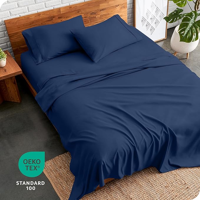 Bare Home Twin Sheet Set - 1800 Ultra-Soft Microfiber Twin Bed Sheets - Double Brushed - Deep Pockets - Easy Fit - Extra Soft - 3 Piece Set - Bedding Sheets & Pillowcases (Twin, Dark Blue)
