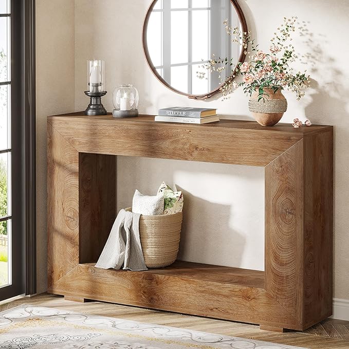 Tribesigns Farmhouse Console Table, 47 Inches Entryway Console Table with Storage, Industrial Hallway Accent Table for Living Room, Entrance