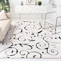 SAFAVIEH Florida Shag Collection Area Rug - 9'6" x 13', Ivory & Black, Scroll Design, Non-Shedding & Easy Care, 1.2-inch Thick Ideal for High Traffic Areas in Living Room, Bedroom (SG455-1290)