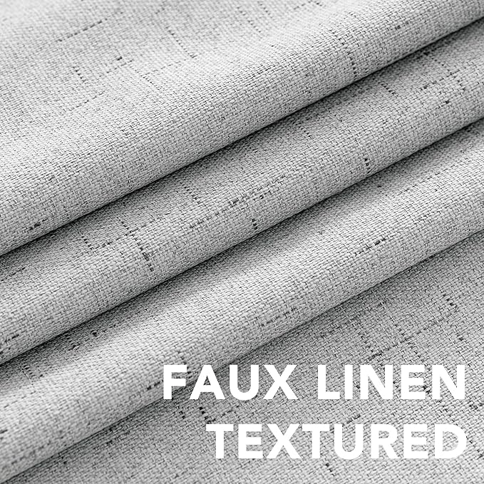 H.VERSAILTEX Linen Blackout Curtains Durable Thick Textured Linen Look 100% Blackout Patio Door Curtain Anti Rust Grommet Extra Wide Sliding Door Curtain Panel, Glacier Gray, W100 x L84 inch