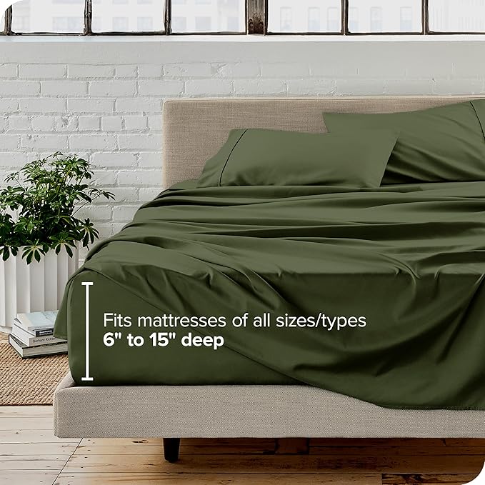 Bare Home Full Sheet Set - Luxury 1800 Ultra-Soft Microfiber Full Bed Sheets - Double Brushed - Deep Pockets - Easy Fit - 4 Piece Set - Bedding Sheets & Pillowcases (Full, Cypress)