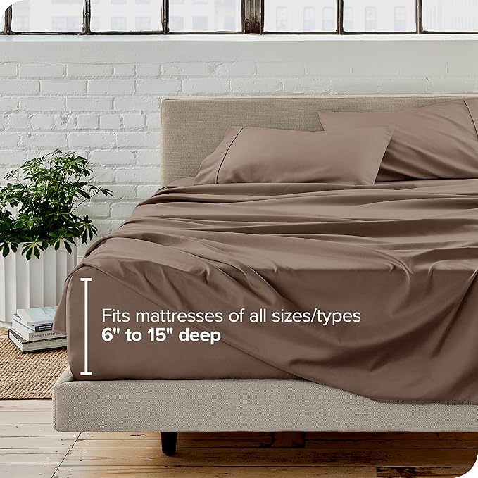 Bare Home King Sheet Set - Luxury 1800 Ultra-Soft Microfiber King Bed Sheets - Double Brushed - Deep Pockets - Easy Fit - 4 Piece Set - Bedding Sheets & Pillowcases (King, Taupe)