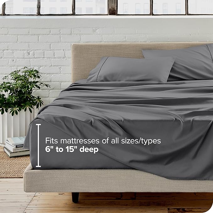 Bare Home Split Queen Sheet Set - 1800 Ultra-Soft Microfiber Split Queen Bed Sheets - Double Brushed - Deep Pockets - Easy Fit - 5 Piece Set - Bedding Sheets & Pillowcases (Split Queen, Grey)