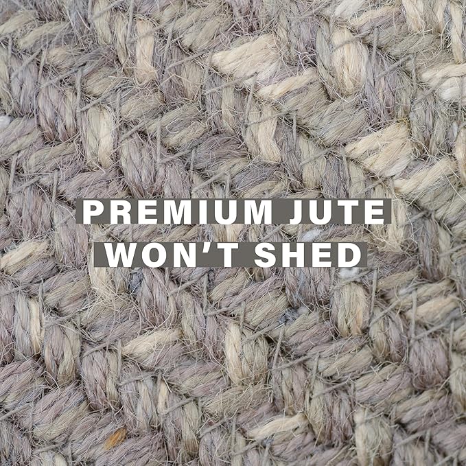 Homespice Grey Cloud Oval Area Rugs, 5x8' - Grey, Handmade with Jute - Warm Farmhouse Country Decor, Perfect for Living Rooms and Bedrooms - Durable, Easy to Clean and Pet Friendly