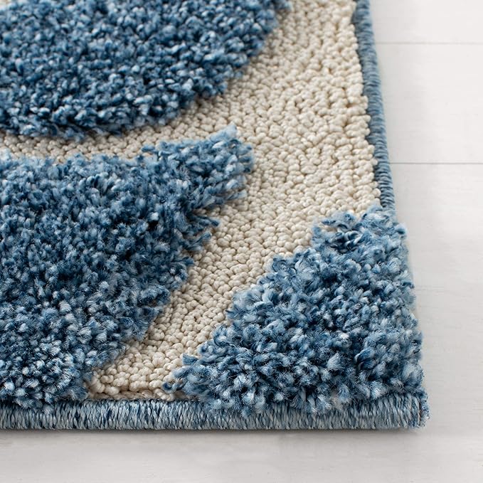 SAFAVIEH Florida Shag Collection Runner Rug - 2'3" x 11', Light Blue & Cream, Scroll Design, Non-Shedding & Easy Care, 1.2-inch Thick Ideal for High Traffic Areas in Living Room, Bedroom (SG455-6011)
