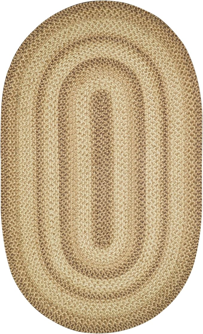 Homespice Cookie Dough Jute Braided Kitchen Rugs 27x45 - Country Style Small Brown Rug for Rustic Decor