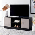 SAFAVIEH Estella TV Stand for up to 55" Flatscreen – Black, 2 Doors with Interior Storage, 2 Open Shelves, Entertainment Media Console, Fully Assembled (MED5711B)