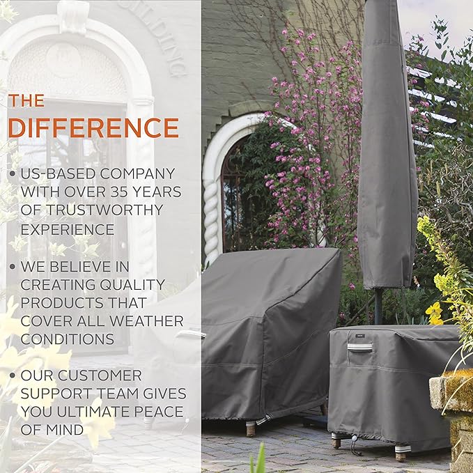 Classic Accessories Ravenna Water-Resistant 128 Inch Rectangular/Oval Patio Table & Chair Set Cover, Outdoor Table Cover