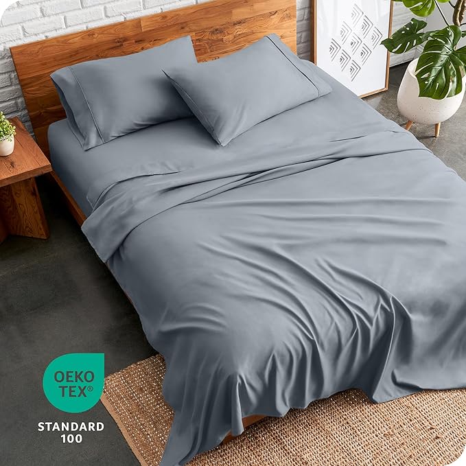 Bare Home Full Sheet Set - 1800 Ultra-Soft Microfiber Full Bed Sheets - Double Brushed - Deep Pockets - Easy Fit - 4 Piece Set - Bed Sheets (Full, Steel Blue)