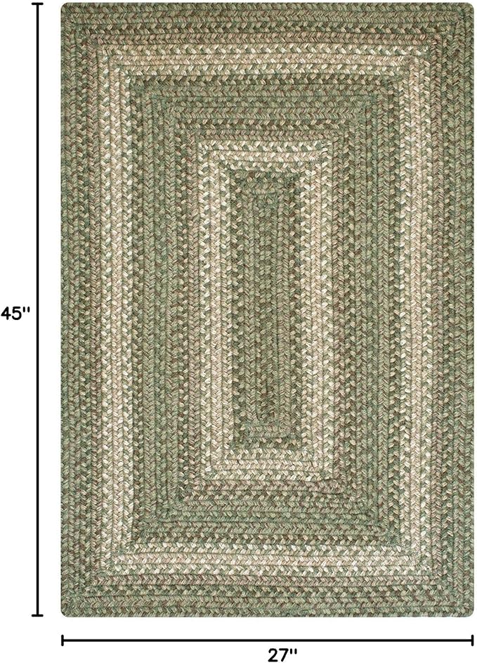 Homespice Grassland Green Braided Rug 27x45 - Rustic Jute Kitchen Rug for Country Decor