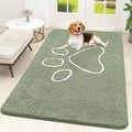 OLANLY Door Mat for Muddy Dog Paws 59x35, Ultra Absorbent Chenille Mud Doormat with Paw Print Design, Non-Slip Washable Doormat for Indoor Entryway, Quick-Dry Pet Bed Mats for Dirty Dogs, Sage Green