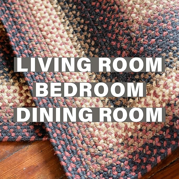 Homespice Prescott Braided Rugs for Bedroom 4x6' - Primitive Country Rugs for Bedroom and Dining Area