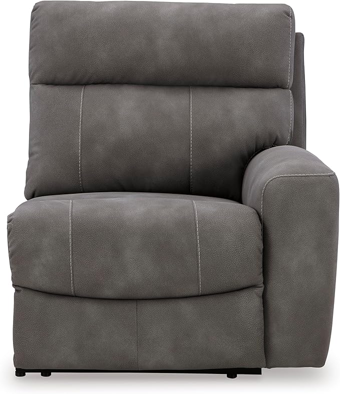Signature Design by Ashley Next-Gen DuraPella Contemporary Faux Leather Modular Wall Hugger 2-Piece Power Reclining Sectional Loveseat with Adjustable Headrest and USB Ports, Gray