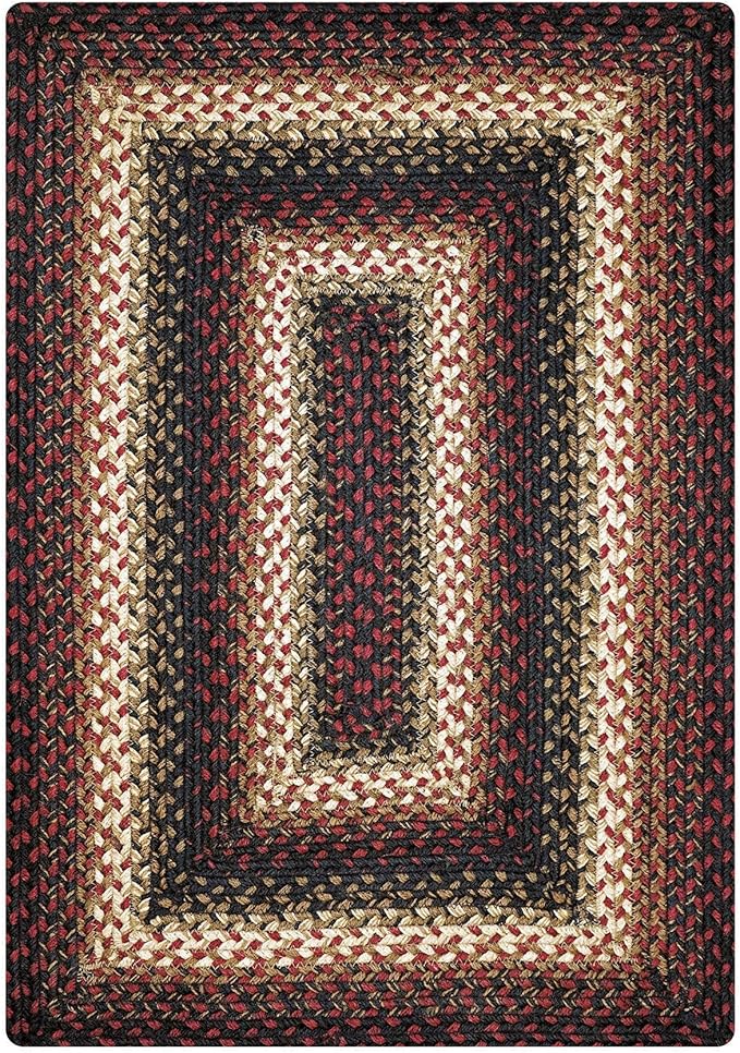 Homespice Prescott Jute Braided Area Rug 5x8' - Country Style Dining Room Rugs for Under Table for Primitive Decor