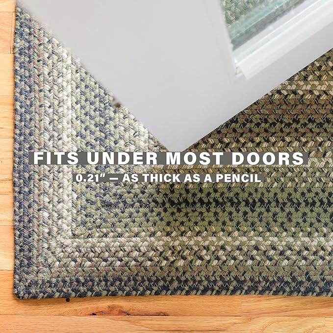 Homespice Pinecone Rustic Braided Rugs 20x30 - Oval Green Kitchen Rug of Jute for Country Decor