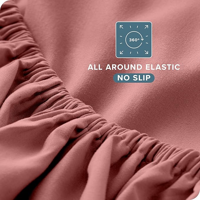 Bare Home Twin XL Sheet Set - 1800 Ultra-Soft Microfiber Twin Extra Long Sheets - Double Brushed - Deep Pockets - Easy Fit - Extra Soft - 3 Piece Set - Bed Sheets & Pillowcases (Twin XL, Dusty Rose)