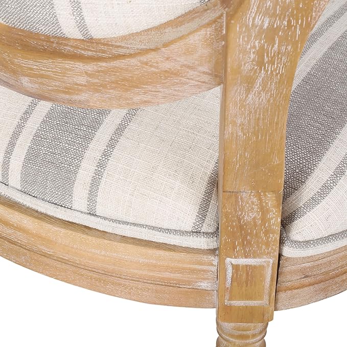 Phinnaeus Dining Chairs - Wood - Gray Stripes/Light Beige (Set of 2)