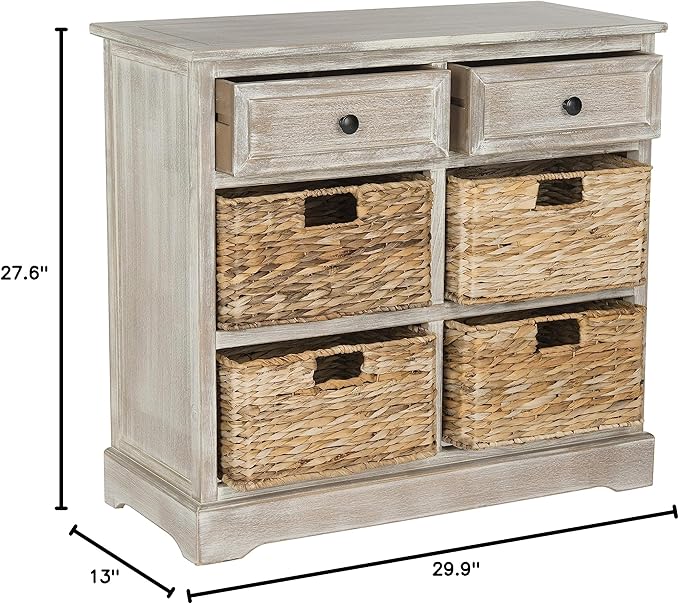 SAFAVIEH American Homes Collection Herman Whitewash Wicker Basket Storage Unit