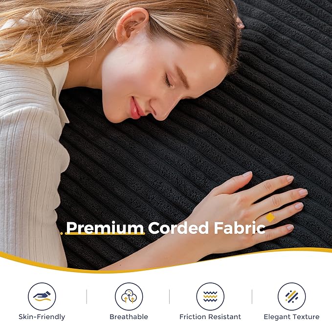 MAXYOYO Giant Bean Bag Chair with Pillow, 3 in 1 Convertible Bean Bag Chair for Adults with Washable Cover, Removable Floor Cushion Stuffed Floor Lounger for Living Room Bedroom, Black, Full