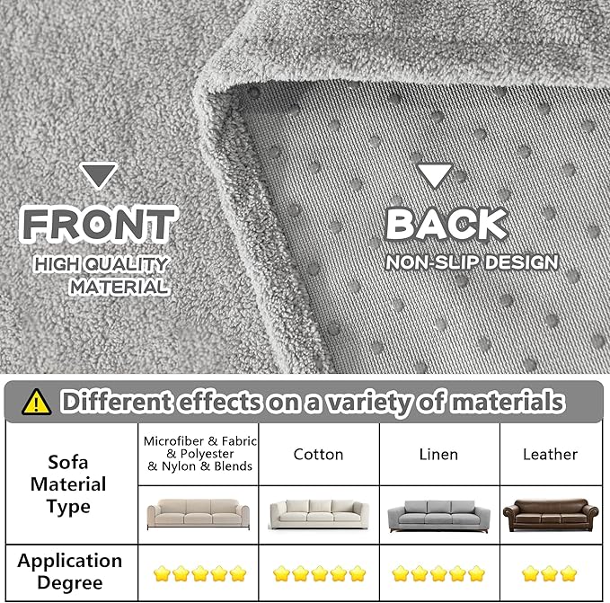 MYSKY HOME Non-Slip Couch Cover Couch Covers for 2 Cushion Couch Sofa Cover Sofa Slipcovers for Dogs, Sofa Covers Washable Love Seat Couch Covers Thick Furniture Protector, 71" x 102", Light Grey