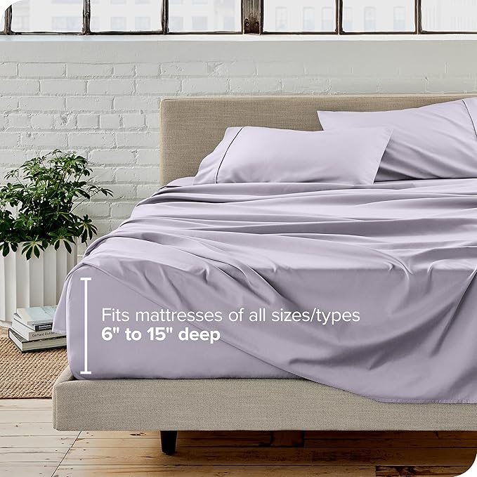Bare Home Queen Sheet Set - 1800 Ultra-Soft Microfiber Queen Bed Sheets - Double Brushed - Deep Pockets - Easy Fit - 4 Piece Set - Bed Sheets (Queen, Light Lavender)