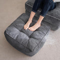 HIGOGOGO Square Stuffed Pouf Ottoman, Corduroy Poufs with Foam Chunk Filling, Furry and Fluffy Pouf Foot Stool Storage Ottoman, 25.6 X 25.6 Floor Poufs Foot Rest for Living Room, Dark Grey