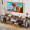 TV Stand with Fabric Drawers - Entertainment Center and Industrial Console Table with Open Storage Shelves for Living Room, Bedroom - 71.5" Rustic Brown