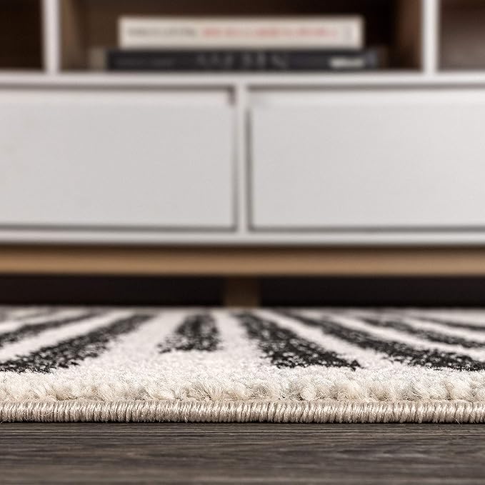 JONATHAN Y Khalil Modern Berber Stripe Cream/Black Indoor Area Rug, 3x5, Contemporary, Bohemian, Easy-Cleaning for Living Room, Bedroom, Kitchen, Pet Friendly, Non-Shedding (MOH207A-3)