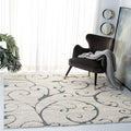 SAFAVIEH Florida Shag Collection Area Rug - 6'7" Square, Beige & Blue Grey, Scroll Design, Non-Shedding & Easy Care, 1.2-inch Thick Ideal for High Traffic Areas in Living Room, Bedroom (SG455-1155)
