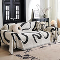 MYSKY HOME Couch Cover for 3 Cushion Couch Sofa Cover, Super Soft Boho Couch Covers for Dogs Washable, Jacquard Sofa Slipcover Furniture Protector for Living Room, 91" x 134", Black Curve